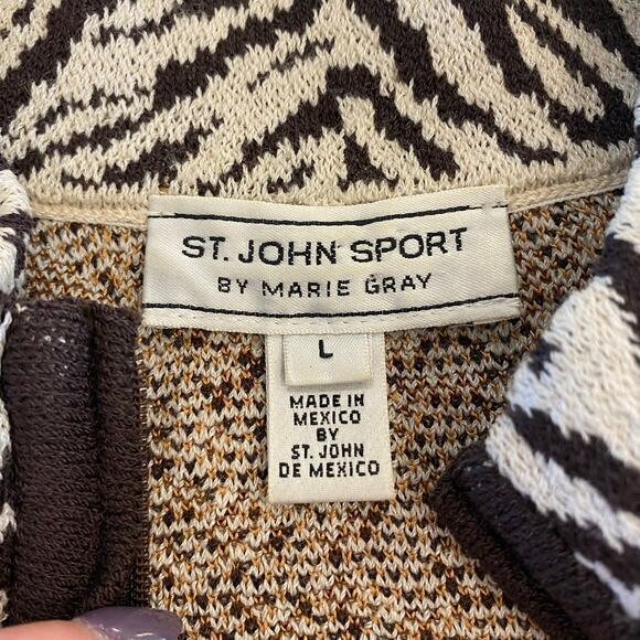 St. John Sport Vintage Wool Animal Print Sweater Jacket Full Zip Rare Pattern - Picture 3 of 10